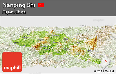 Physical Panoramic Map of Nanping Shi, lighten