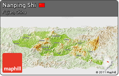 Physical Panoramic Map of Nanping Shi, lighten