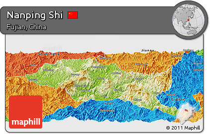 Physical Panoramic Map of Nanping Shi, political outside