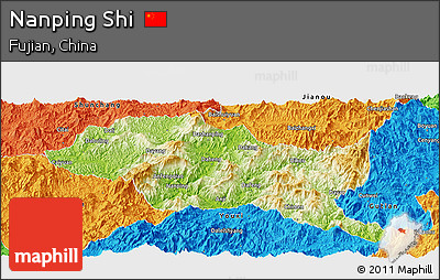 Physical Panoramic Map of Nanping Shi, political outside