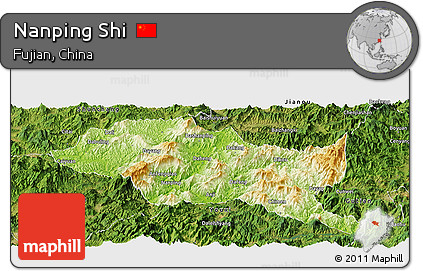 Physical Panoramic Map of Nanping Shi, satellite outside