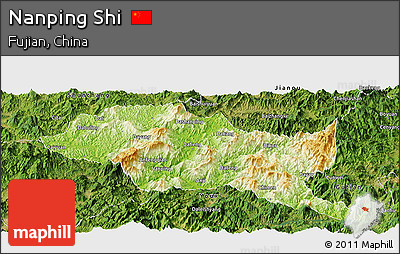 Physical Panoramic Map of Nanping Shi, satellite outside