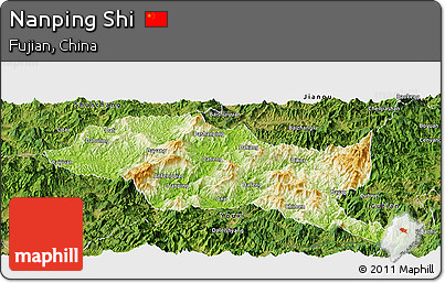 Physical Panoramic Map of Nanping Shi, satellite outside