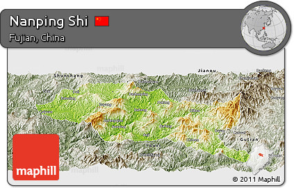 Physical Panoramic Map of Nanping Shi, semi-desaturated