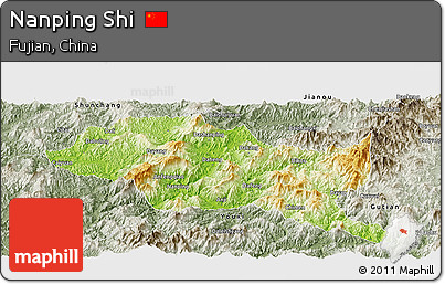 Physical Panoramic Map of Nanping Shi, semi-desaturated