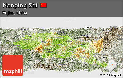 Physical Panoramic Map of Nanping Shi, semi-desaturated