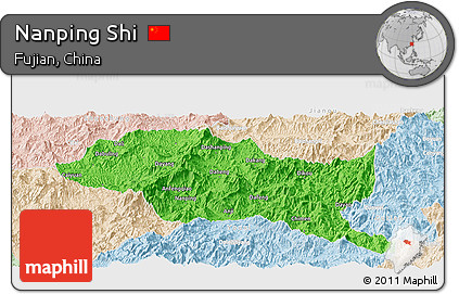 Political Panoramic Map of Nanping Shi, lighten
