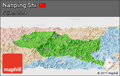 Political Panoramic Map of Nanping Shi, lighten