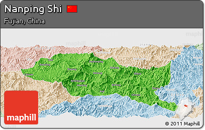 Political Panoramic Map of Nanping Shi, lighten