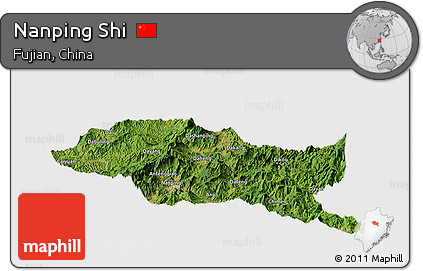 Satellite Panoramic Map of Nanping Shi, cropped outside