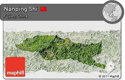 Satellite Panoramic Map of Nanping Shi, lighten