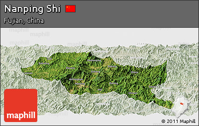 Satellite Panoramic Map of Nanping Shi, lighten
