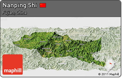Satellite Panoramic Map of Nanping Shi, lighten