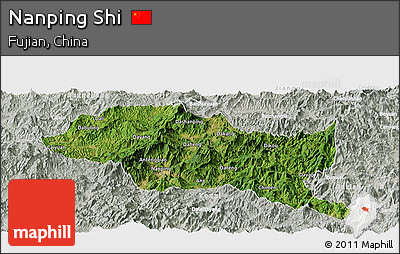 Satellite Panoramic Map of Nanping Shi, lighten, semi-desaturated