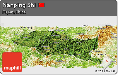 Satellite Panoramic Map of Nanping Shi, physical outside