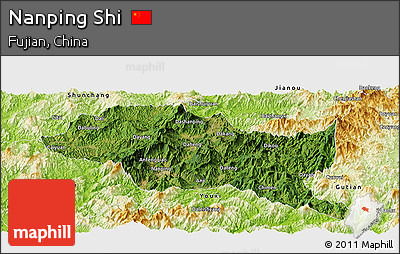 Satellite Panoramic Map of Nanping Shi, physical outside