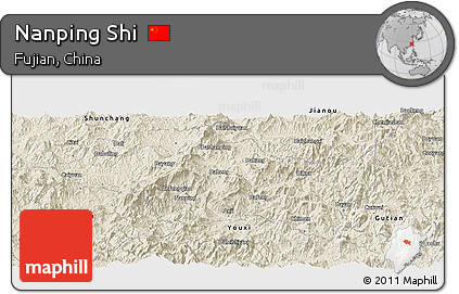 Shaded Relief Panoramic Map of Nanping Shi