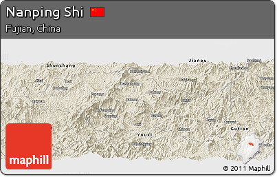 Shaded Relief Panoramic Map of Nanping Shi