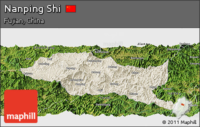 Shaded Relief Panoramic Map of Nanping Shi, satellite outside