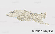 Shaded Relief Panoramic Map of Nanping Shi, single color outside