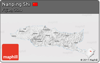 Silver Style Panoramic Map of Nanping Shi, single color outside
