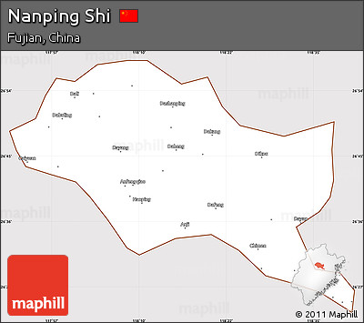 Classic Style Simple Map of Nanping Shi, cropped outside