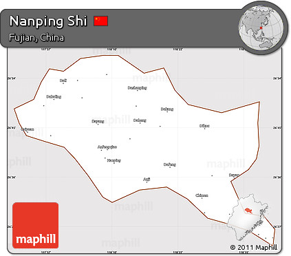Classic Style Simple Map of Nanping Shi, cropped outside