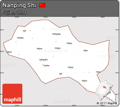 Classic Style Simple Map of Nanping Shi, cropped outside