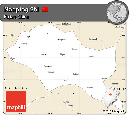 Classic Style Simple Map of Nanping Shi