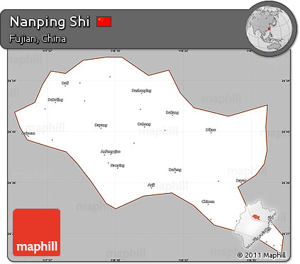 Gray Simple Map of Nanping Shi, cropped outside