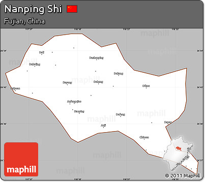Gray Simple Map of Nanping Shi, cropped outside