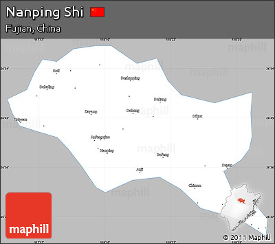 Gray Simple Map of Nanping Shi, single color outside