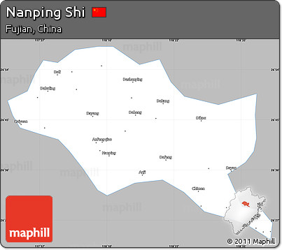 Gray Simple Map of Nanping Shi, single color outside