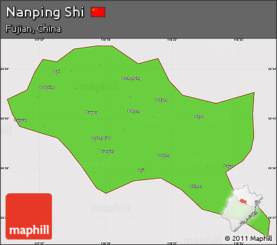 Political Simple Map of Nanping Shi, cropped outside