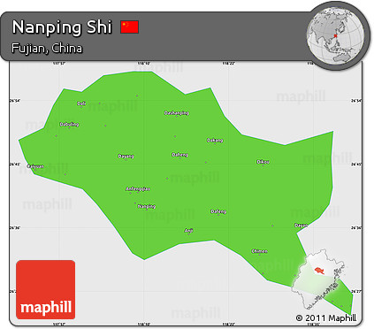 Political Simple Map of Nanping Shi, single color outside
