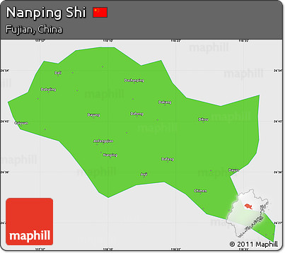 Political Simple Map of Nanping Shi, single color outside