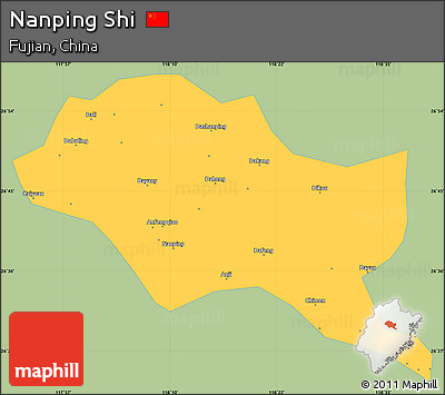 Savanna Style Simple Map of Nanping Shi, single color outside