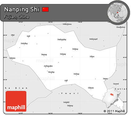 Silver Style Simple Map of Nanping Shi