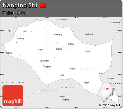 Silver Style Simple Map of Nanping Shi