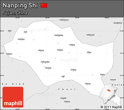 Silver Style Simple Map of Nanping Shi