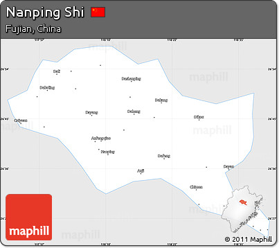 Silver Style Simple Map of Nanping Shi, single color outside