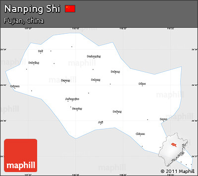 Silver Style Simple Map of Nanping Shi, single color outside