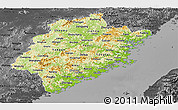 Physical Panoramic Map of Fujian, darken, desaturated