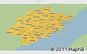 Savanna Style Panoramic Map of Fujian, single color outside