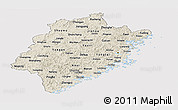 Shaded Relief Panoramic Map of Fujian, cropped outside