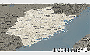 Shaded Relief Panoramic Map of Fujian, darken