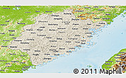 Shaded Relief Panoramic Map of Fujian, physical outside