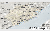 Shaded Relief Panoramic Map of Fujian, semi-desaturated