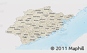 Shaded Relief Panoramic Map of Fujian, single color outside