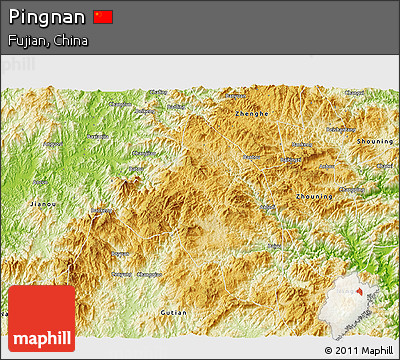 Physical 3D Map of Pingnan